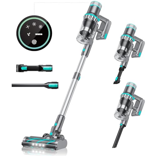 Belife BVC11 Aspirateur balai sans fil, 45 Kpa/550 W/45 minutes, puissant aspirateur sans fil avec écran tactile LED, aspirateur balai pour voiture, tapis, sols durs et poils d'animaux (Bleu)

