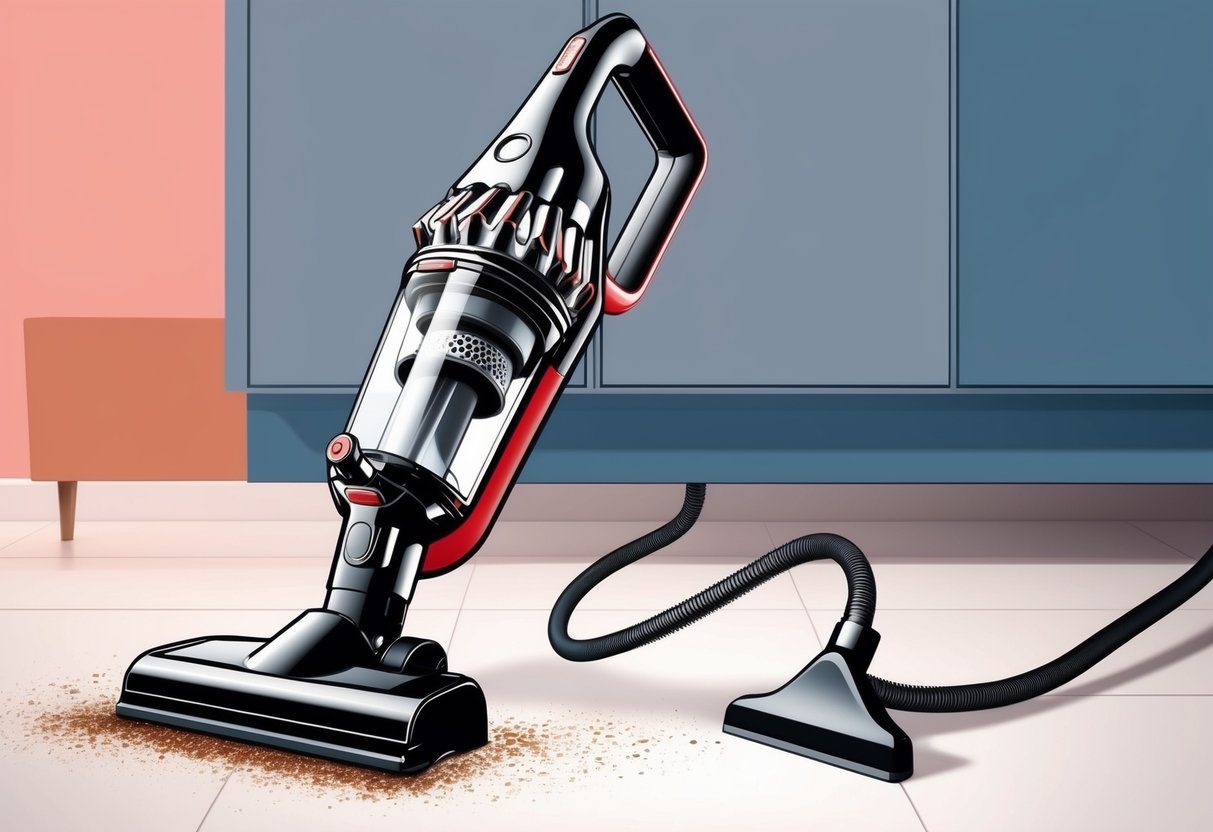 Un aspirateur moderne et élégant avec une fonction automatique flexible, conçu pour une utilisation ergonomique.