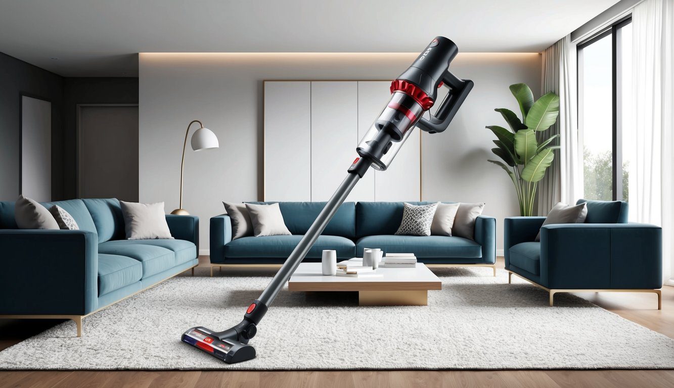 Un aspirateur sans fil Fagor Premium 300W élégant dans un salon moderne et minimaliste