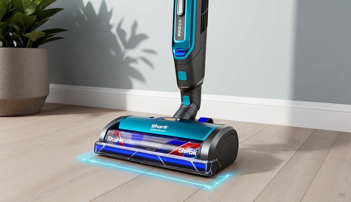 Un aspirateur sans fil Shark Detect Pro IW1611EU navigue de manière autonome et gère son énergie tout en nettoyant.