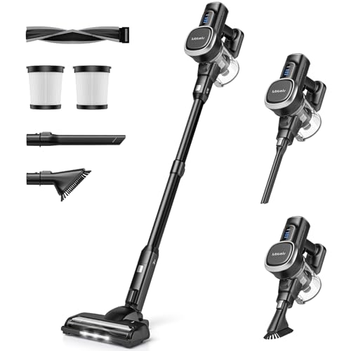 Aspirateur à balais sans fil Lublinue, aspirateur sans fil puissant, aspirateur à 50 minutes avec anti-bundle et 2 filtres pour le sol dur, le tapis et les poils d'animaux.

