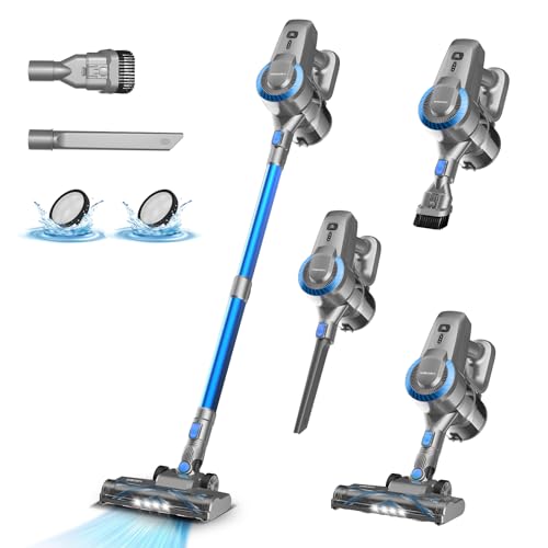 N300 Norgué de balais sans fil, 25 kPa et 2 vitesses, aspirateur sans fil 175W, aspirateur léger, autonomie de 50min, 6 po 1 à aspirateur sans sac pour poils d'animaux, tapis, canapé, voiture

