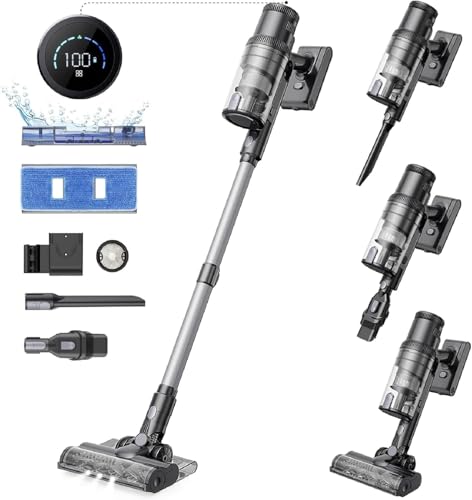 Nouveau aspirateur à balais sans fil Proscenic P11 Wireless, Aspirateur de laveuse sans fil avec fonction de nettoyage au sol, 500W / 45KPA 60 min d'autonomie, aspirateur léger pour tapis de poils d'animaux de tapis dur.

