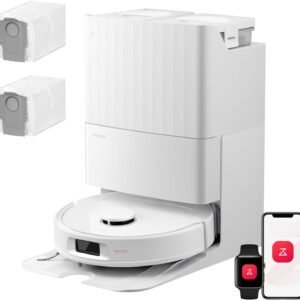 roborock Qrevo S Pro Set Robot Aspirateur Laveur, Anti-enchevêtrements | 18500Pa, 45°C Séchage à l'air Chaud, 75°C Autonettoyant à Haute Température, Évitement d'obstacles et Navigation Intelligente