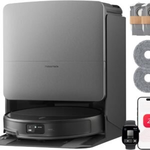 roborock Saros 20 Set Robot Aspirateur Laveur, Châssis AdaptiLift 3.0 | 36000Pa, Autonome StarSight 2.0, Double Anti-enchevêtrements, Technologie FlexiArm, Nouv. Station RockDock, Ultra-mince