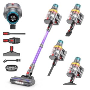 aonus A9 Max Aspirateur balai sans fil 48 Kpa/600 W/70 minutes, puissant aspirateur sans fil, autoportant, ultra grande capacité 1,8 L, écran tactile intelligent pour poils d'animaux/sols durs/tapis