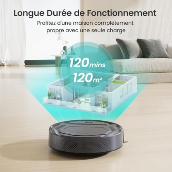 Avis Lefant M210P: 2200Pa Aspirateur WiFi, Bluetooth, Alexa, 6 Modes, Auto-Charge, Idéal Tapis, Cartographie – Image 7
