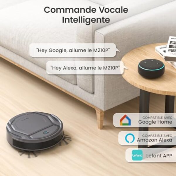Avis Lefant M210P: 2200Pa Aspirateur WiFi, Bluetooth, Alexa, 6 Modes, Auto-Charge, Idéal Tapis, Cartographie – Image 8