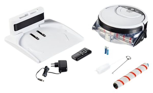Avis MEDION MD 20053 : Aspirateur Robot Laveur Intellligent, 2 Reservoirs D'Eau, Rouleau Puissant, Station de Recharge Auto – Image 7