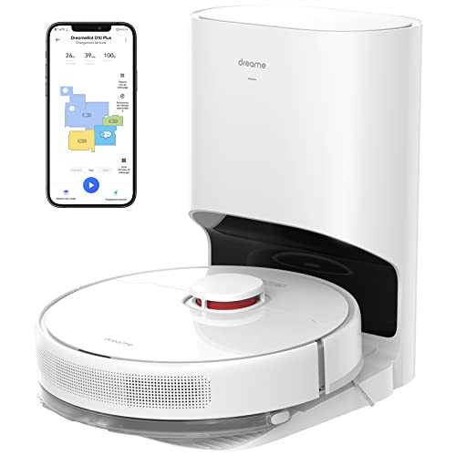 dreame D10 Plus Robot aspirateur et vadrouille avec évacuation automatique de la poussière, détection d'obstacles de navigation LiDAR, aspiration 4000 Pa pour tapis et poils d'animaux, batterie 170 min, WiFi/APP/Alexa
