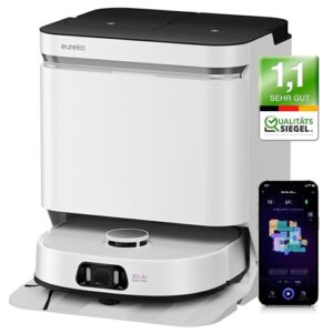 EUREKA J15 Pro Ultra Robot aspirateur et balai + station tout-en-un (autonettoyant, 16200 Pa, navigation LDS, détection d'obstacles, anti-enchevêtrement, idéal contre les poils d'animaux, commande vocale