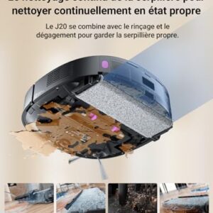 Avis: Eureka J20 – Aspirateur Mop Robot Auto-Station | Chenille Serpillière, 8000Pa, 130min, AI, Commande Vocale