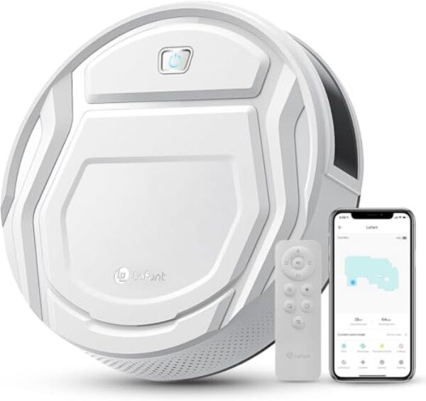 Aspirateur robot Lefant, aspiration 2200 Pa, poils d'animaux, poils, sols, poussière, nettoyage domestique, autonomie 120 minutes, 6 modes de nettoyage, Wi-FI/application/télécommande, M210