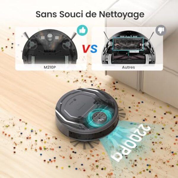 Avis Lefant M210P: 2200Pa Aspirateur WiFi, Bluetooth, Alexa, 6 Modes, Auto-Charge, Idéal Tapis, Cartographie – Image 2