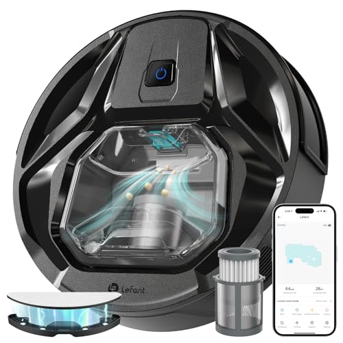 Aspirateur robot Lefant M320, aspiration 6000 Pa, évitement précis des obstacles, détection de tapis, zones interdites, idéal pour les poils d'animaux, les poils et les tapis durs, contrôle App/Alexa
