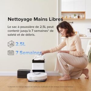 Avis Roborock Q7 Max+: Aspirateur WiFi 2.4G, Station Auto Empty, Zone No-Mop, 4200 Pa, 180 min d’autonomie, Blanc