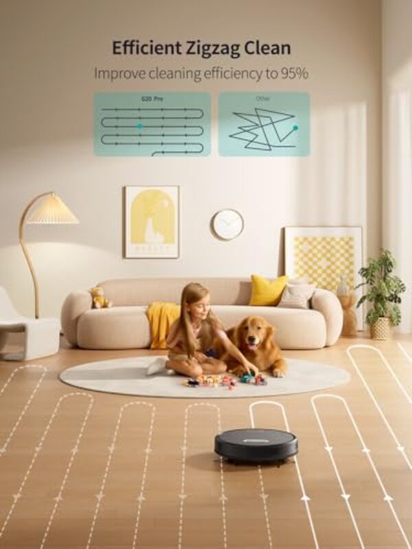 Avis Airzeen G20 Pro - Aspirateur Robot 4500 Pa 3 en 1 Auto-Chargement Anti-Poils Mince Autonomie 180' – Image 4