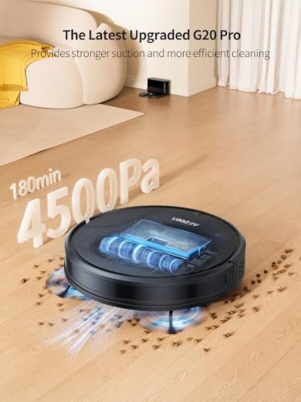 Avis Airzeen G20 Pro - Aspirateur Robot 4500 Pa 3 en 1 Auto-Chargement Anti-Poils Mince Autonomie 180' – Image 2