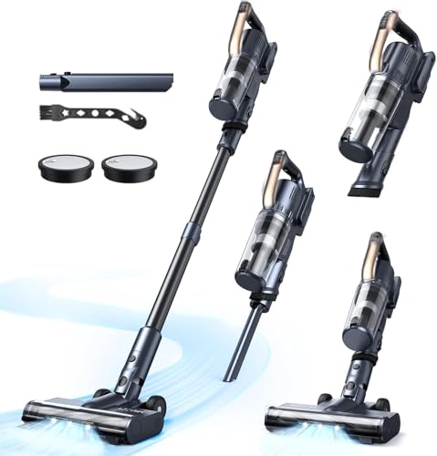 MIUZZY Aspirateur balai sans fil 30 kPa, autonomie de 50 minutes, conception autonome, sans enchevêtrement, aspirateur balai léger pour sols durs, tapis, voitures et poils d'animaux
