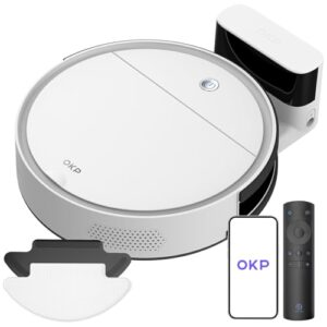 Avis OKP Robot Aspirateur K5B : 3 en 1 Mince, Silencieux, WiFi/Alexa, 120min Autonomie