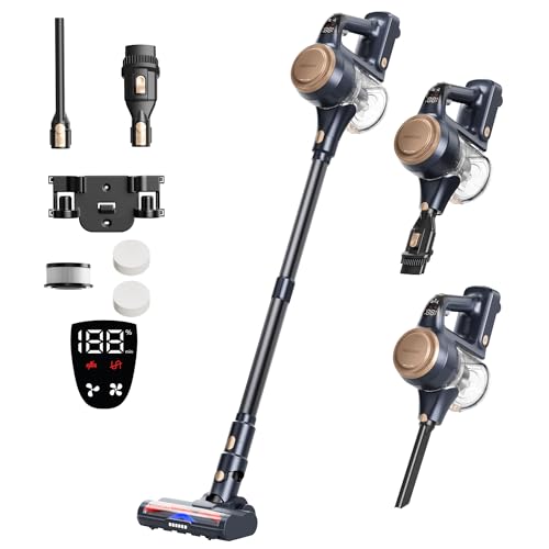 Aspirateur balai sans fil Proscenic P11 Lite, 400 W 38 KPa 40 min écran LED, 5 filtres lavables, aspirateur léger avec brosse anti-emmêlement pour sols durs, tapis, poils d'animaux
