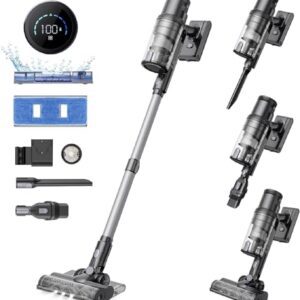 Aspirateur balai sans fil Proscenic P11, aspirateur balai sans fil avec fonction de nettoyage des sols, 500 W/40 Kpa avec 50 minutes d'autonomie, aspirateur balai léger pour moquettes dures, poils d'animaux