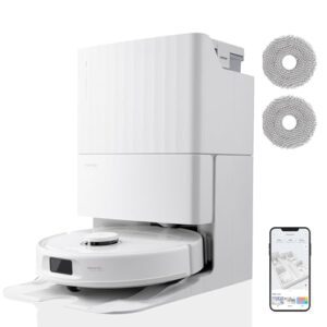 Roborock Qrevo Pro Kit aspirateur robot avec brosses latérales FlexiArm, robot aspirateur vadrouille avec station automatique prenant en charge le lavage de la vadrouille à eau chaude et la reprise intelligente 7 000 Pa