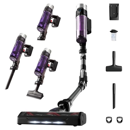 Aspirateur balai sans fil Rowenta, Multifonction, Tube flexible, Hautes performances, Autonomie 45 min, Ultraléger, Batterie amovible, X-Force Flex 9.60 Allergy RH2038WO, Noir/Violet
