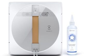 ECOVACS WINBOT W1 Pro Robot Laveur de vitres, 2800 Pa, Lavage Efficace avec Win Slam 3.0, Technologie de pulvérisation croisée + solutions de nettoyage d'origine 230mL, accessoire original