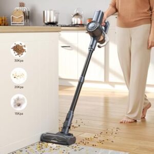 Avis MIUZZY M241 – Aspirateur balai sans fil 260W puissant, anti-enchevêtrement, 50min d’autonomie, LED, parfait pour tapis, sols durs