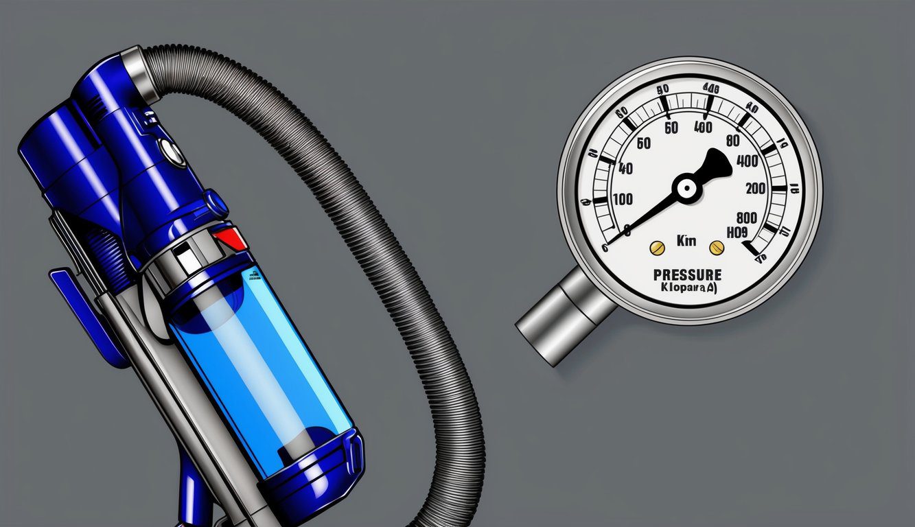Combien de kPa pour un aspirateur balai : Guide de performance et choix optimal 1 Un aspirateur vertical avec un manomètre mesurant des kilopascals