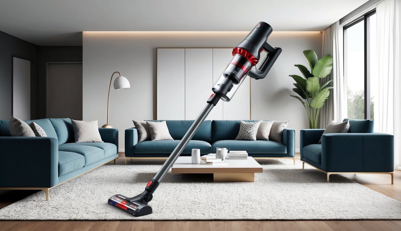 Aspirateur balai Fagor Premium 300W : Performance et Efficacité de Nettoyage 1 Un aspirateur sans fil Fagor Premium 300W élégant dans un salon moderne et minimaliste