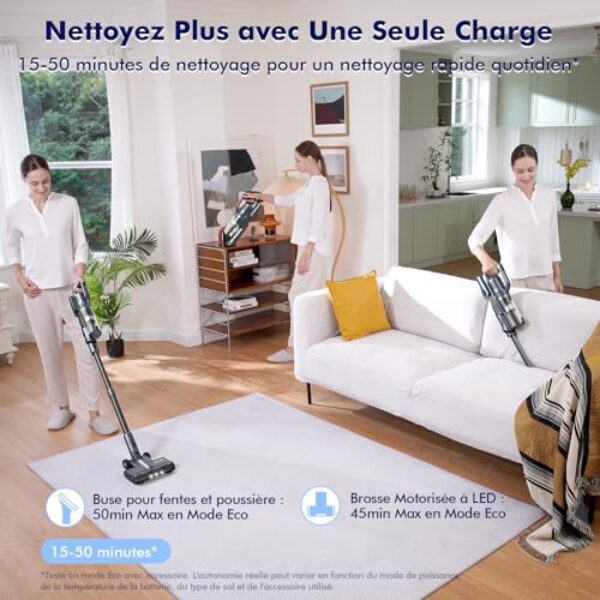 Avis MIUZZY M243 : Aspirateur Balai 30000Pa Sans Fil Puissant et Léger – Image 3