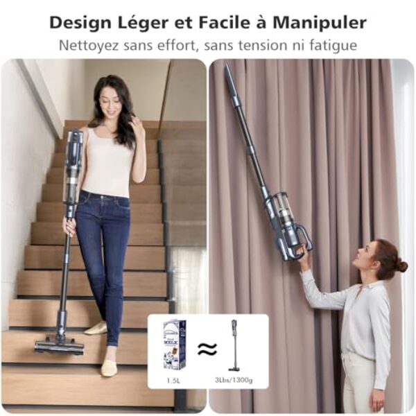 Avis MIUZZY M243 : Aspirateur Balai 30000Pa Sans Fil Puissant et Léger – Image 6