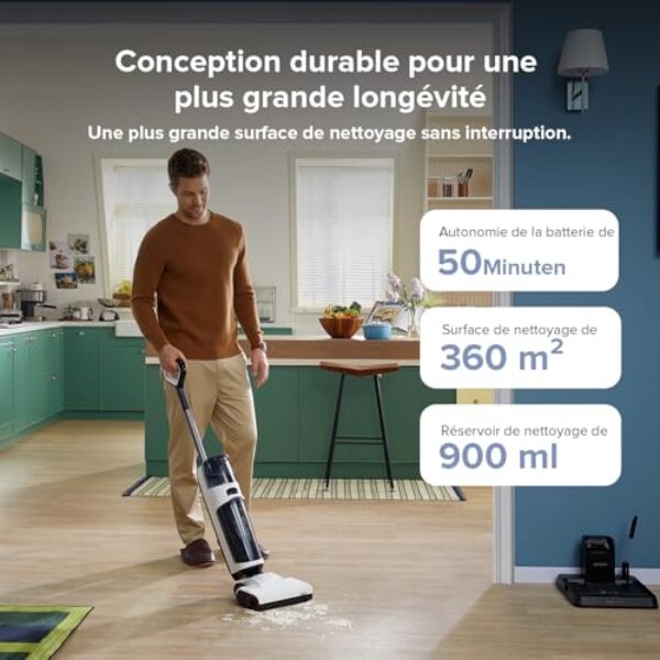 Avis Roborock Dyad Air Flexi Lite : Aspirateur Balai 17000Pa, Nettoyage Humides & Sèches sans Effort, Auto-Nettoyage/Séchage	Intelligent – Image 6