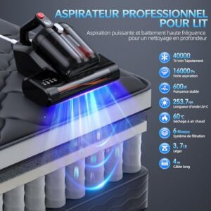 Avis sur l’Aspirateur Anti-Acariens UV-C 253,7nm 16Kpa 600W HEPA