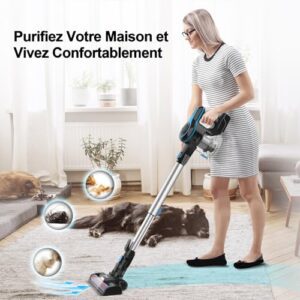 Avis Aspirateur Balai sans Fil Puissant 20000Pa 6 en 1 – Autonomie 45 Min, Léger et Performant