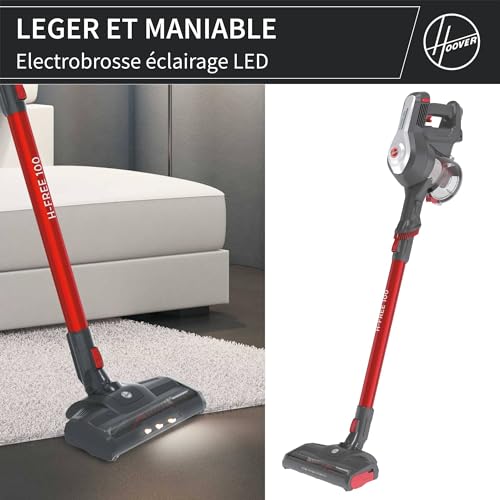 Hoover H-Free 100 HF122GPT, vide de balai sans fil, puissant 22V, technologie cyclonique, 40 min d'autonomie; Brosse spéciale pour animaux spéciaux, grand réservoir de 0,9 L, lumières LED, 2 vitesses
