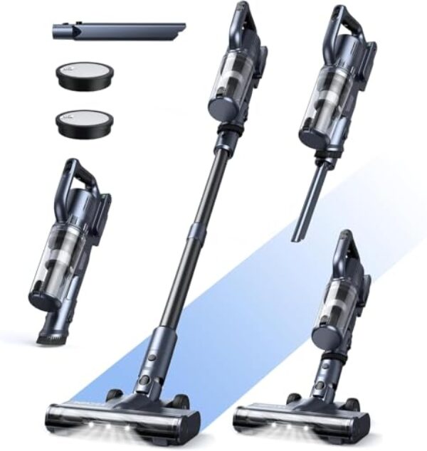 MIUZZY 30000PA Wireless Cleaner, Broom aspider avec 50 min d'autonomie, autosuffisant, anti-enchecteur, léger et puissant, aspirateur pour les planchers durs, les tapis et les cheveux d'animaux, noir