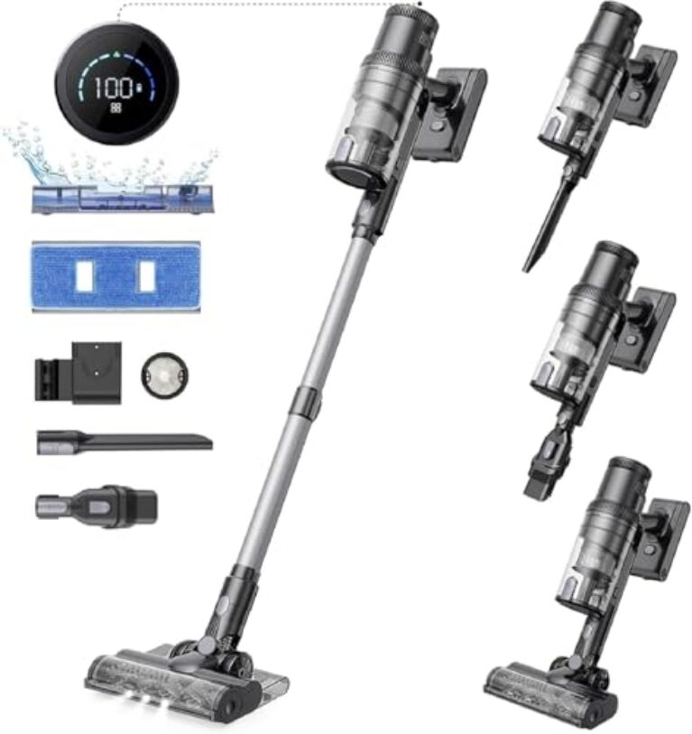 Nouveau aspirateur à balais sans fil Proscenic P11 Wireless, Aspirateur de laveuse sans fil avec fonction de nettoyage au sol, 500W / 45KPA 60 min d'autonomie, aspirateur léger pour tapis de poils d'animaux de tapis dur.