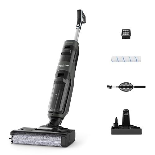 Rowenta X-Clean 4 Welless Wolfry Wolfry Aspirateur, aspiration puissante et lavage, intelligente, autonomie de 50min, autonettoyant GZ5037wo, noir 