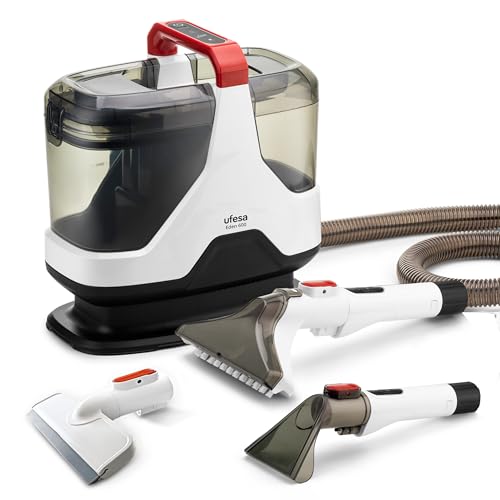 Ufesa Eden 600, Aspirateur Eau et Poussiere, Shampouineuse Canape, Nettoyeur Tapis et Moquettes, Detachant Textile, Shampouineuse Voiture, Accessoire Nettoyeur de Vitres, 600W, Aspiration 15000 Kpa