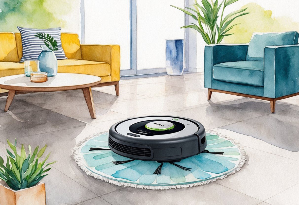 Un robot Roomba Combo Essential pour le nettoyage et le lavage de diverses surfaces dans une maison moderne