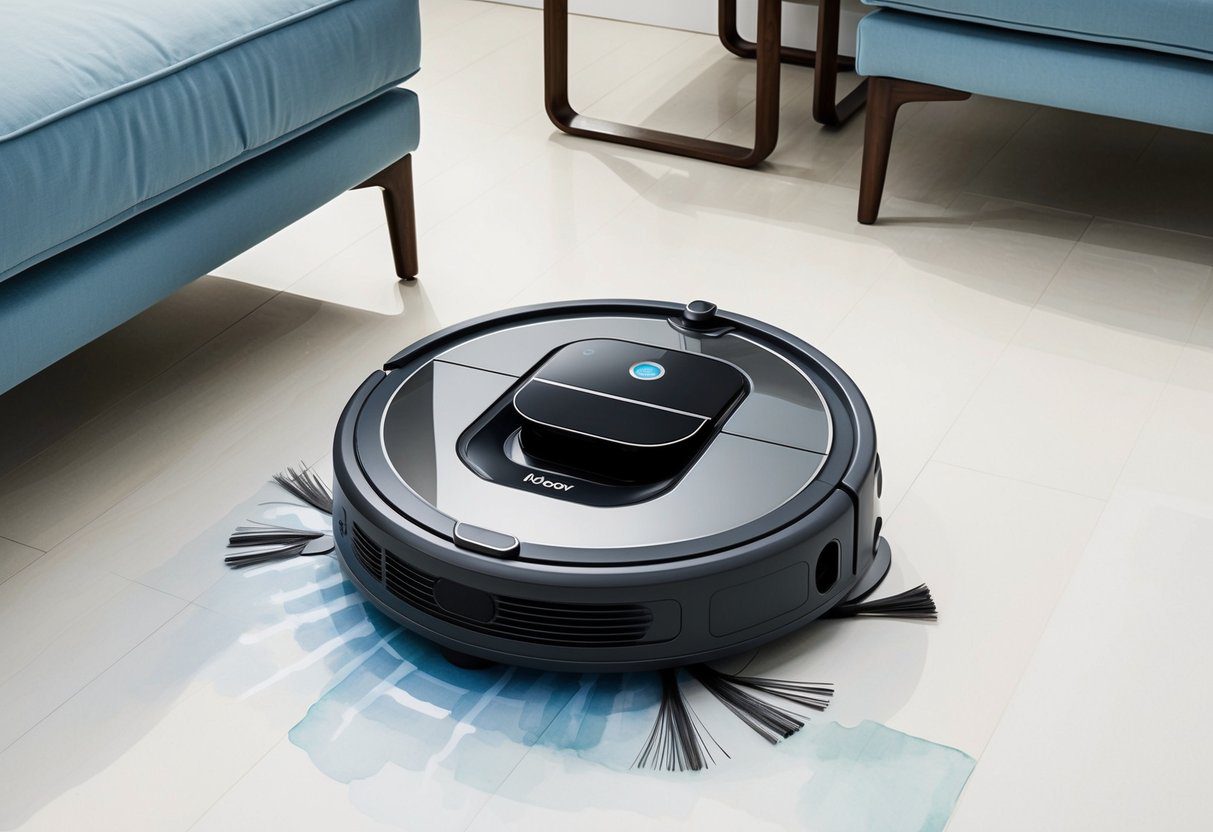Quel est le meilleur aspirateur robot aujourd'hui ? Comparatif des modèles haut de gamme 2025 7 Un aspirateur robot élégant et moderne navigue sans effort autour des meubles, nettoyant efficacement le sol. Son design convivial et son entretien facile en font le choix numéro un sur le marché d'aujourd'hui.