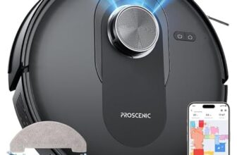 Proscenic Q8 Aspirateur Robot Laveur 5000Pa,Robot Aspirateur 3 en 1 Navigation Lidar avec Multi-étage Cartographie,Connecté App/Alexa/Siri/IFTTT,Silencieux,200 mins Pour Poils Animaux Tapis Sols Durs
