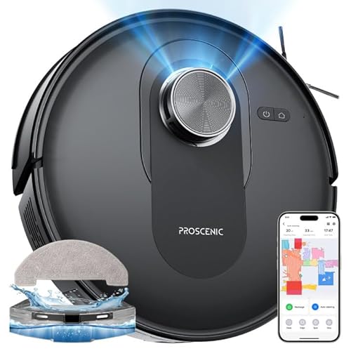 Proscenic Q8 Aspirateur Robot Laveur 5000Pa,Robot Aspirateur 3 en 1 Navigation Lidar avec Multi-étage Cartographie,Connecté App/Alexa/Siri/IFTTT,Silencieux,200 mins Pour Poils Animaux Tapis Sols Durs