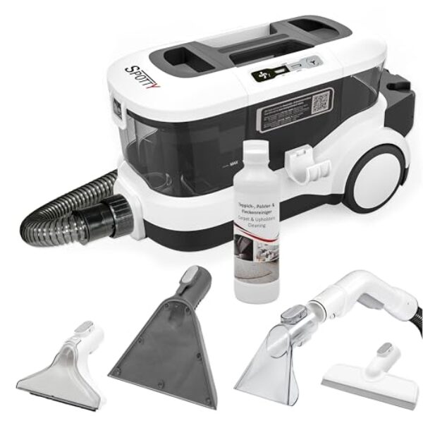 SPOTTY shampouineuse canape | nettoyeur tapis, moquettes et canapé | puissance d'aspiration de 170 mbar pour un nettoyage en profondeur | nettoyeur canapé tissu | aspirateur laveur canapé [67 dB]